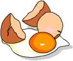 Egg shells and fried egg.