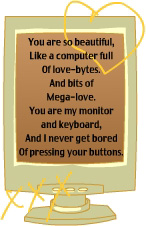 A computer screen showing some really bad poetry