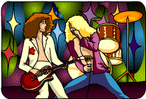 Candid picture of possibly Brian May and Jimmy Page during their one and only secret jam session, mid-1970s