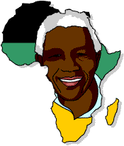 Face of Nelson Mandela superimposed upon map of Africa.
