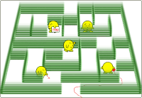 Smileys going through a maze