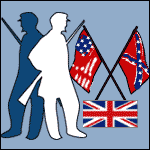 Flags and soliders of the American Civil War.