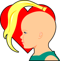 Bald child with lock of hair