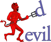 A demon playing with letters in a word