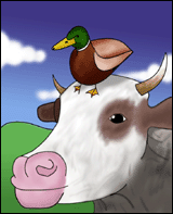 A duck and a cow