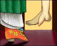  Artwork depicting the ancient Chinese practice of foot binding.