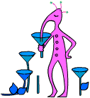 An alien drinking cocktails