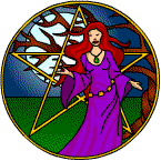 A witch standing before a pentagram. Oh, I wish I had hair like hers...