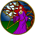 A witch standing before a pentagram. Oh, I wish I had hair like hers...