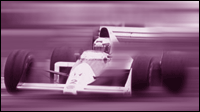 A Formula One car driving at speed.