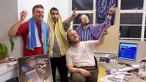 The original h2g2 development team photographed in 1999.