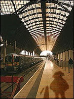 A bear-shaped shadow at Paddington Station.