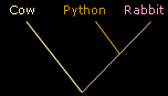 'cow, python, rabbit'