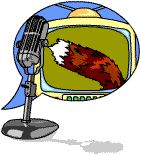 A TV, microphone and a fox tail
