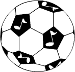 A football with musical notes