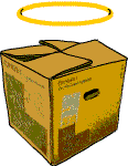A cardboard box with a halo.
