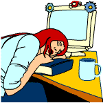 A girl asleep at a computer