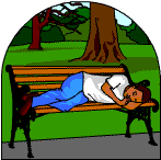 Man asleep on a park bench