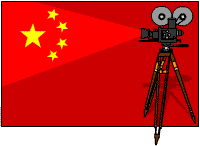 A camera rolling against a Chinese flag