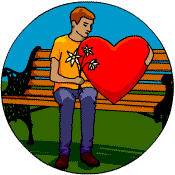 A man wooing a love heart.