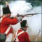 Redcoats firing guns.