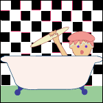 A lady in a bath.