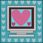 A computer screen with a heart on it