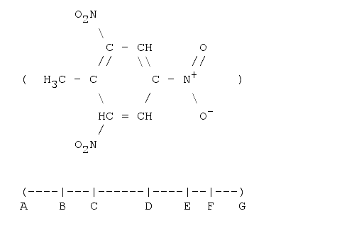 Chemical diagram of 2,4,6-trinitro-toluene