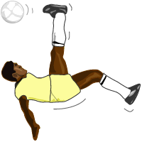 A footballer performing an overhead<br/>
kick