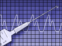 Syringe against ECG background