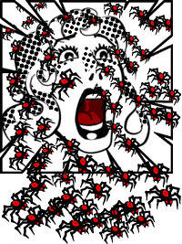 A face swarming with spiders.