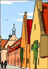 The buildings of The<br/>
Fuggerei, Bavaria