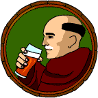 A monk drinking a pint of lager