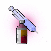 A hypodermic needle and a vial