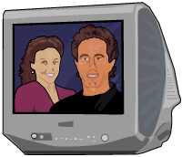 Jerry Seinfeld and Elaine Marie Benes on the box.