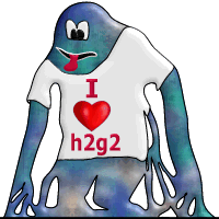 The Classic Goo monster in an h2g2 T shirt.