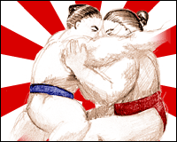 Two sumo wrestling