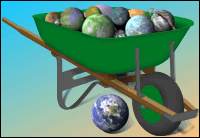 A wheelbarrow full of planets.