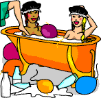 Ladies partying in a bath