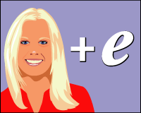 A blond(e) girl + the letter 'e'.