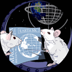 Mice looking at plans of a planet, under construction.