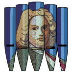 Organ pipes with Bach's face on them