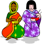 An Indian lady and a Japanese lady
