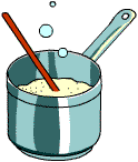 A saucepan of bubbling porridge
