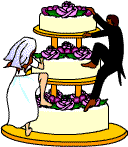 Bride and groom on a wedding cake