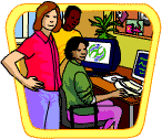Three people working with h2g2 computers