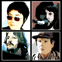 The Beatles today: Yoko Ono, Paul McCartney, producer Neil Aspinall, Ringo Starr