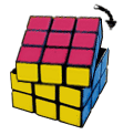 A layer of the Rubik Cube being turned horizontally