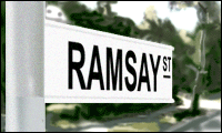 A street sign for Ramsay Street
