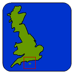 A sea plane flying over a map of the UK with the Isle of Wight highlighted